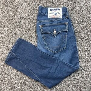 True Religion Women's 30x27 World Tour Flare Jeans Blue Made USA Mid Rise